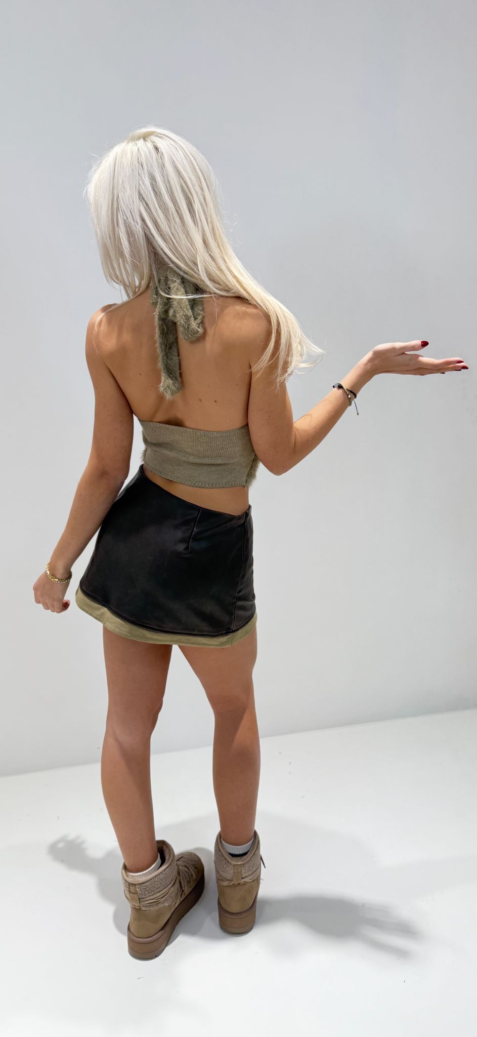 GONNA ECOPELLE CON ZIP MARRONE