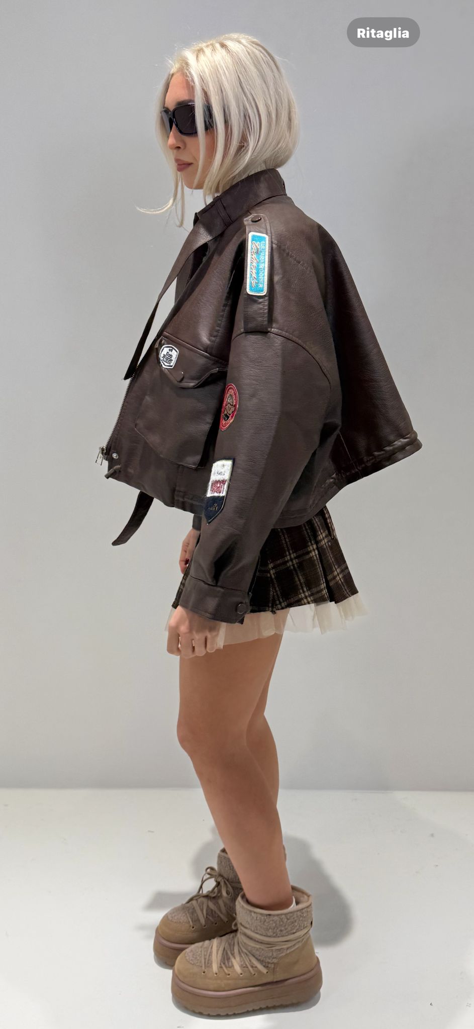 GIUBBINO ECOPELLE AVIATOR MARRONE