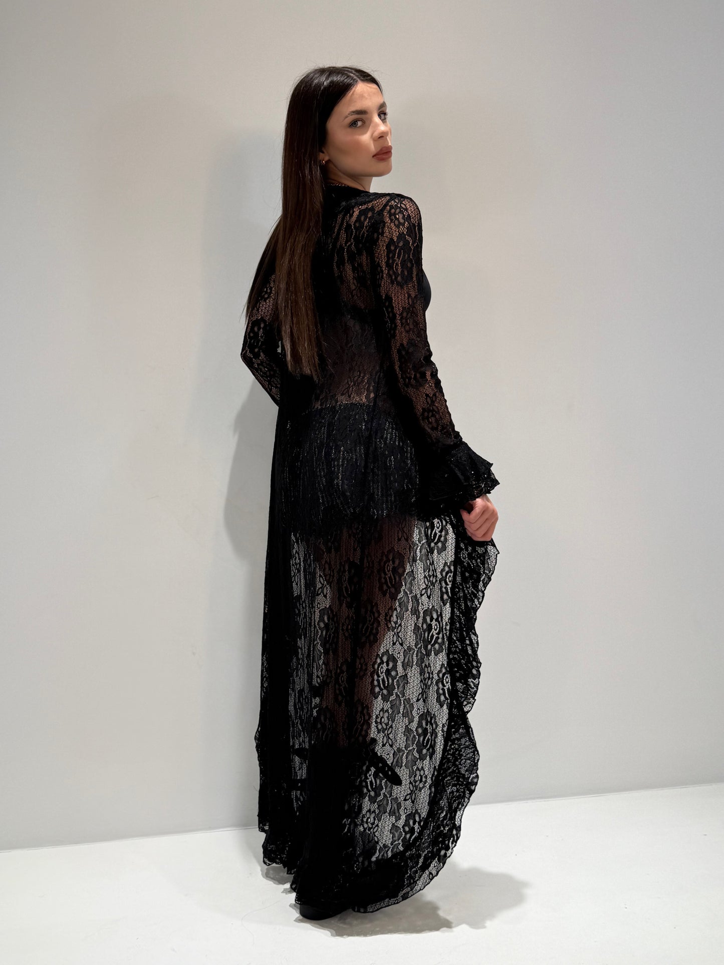 SPOLVERINO MADAM LUSS IN PIZZO nero|Colore:Nero