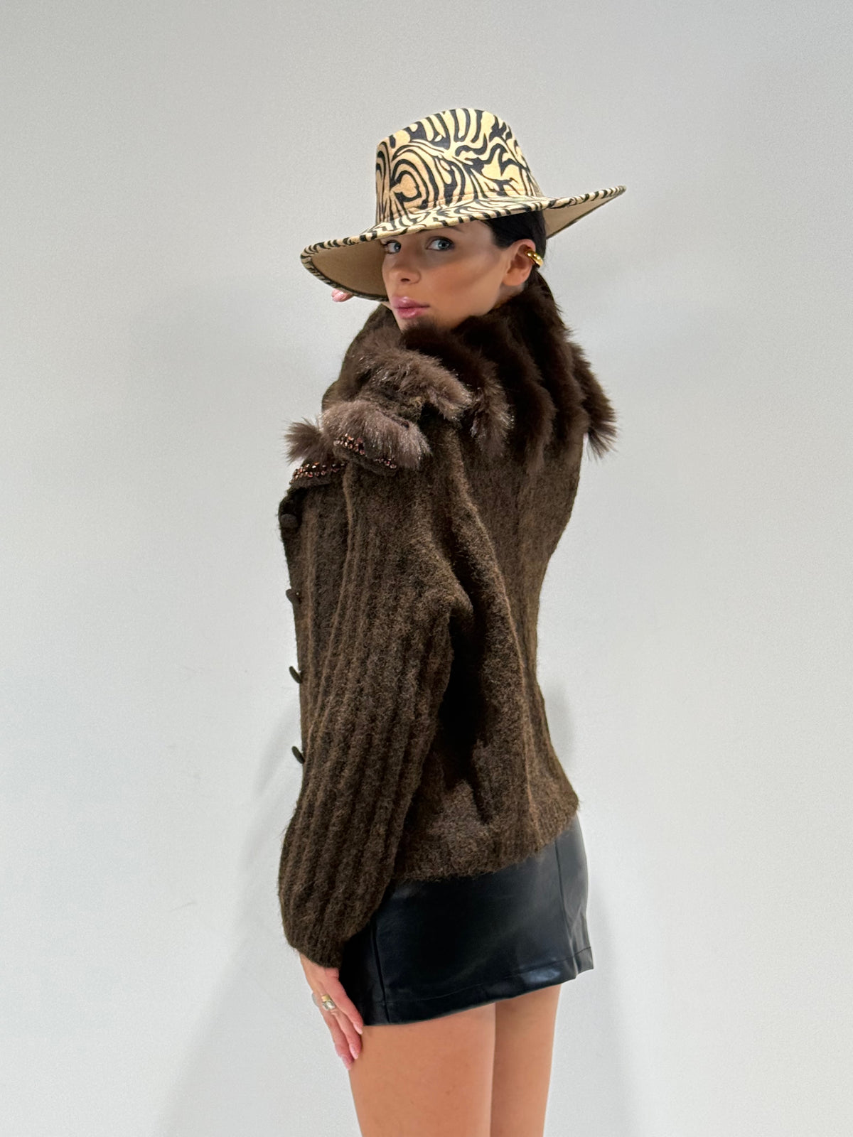CARDIGAN SETO marrone|Colore:Marrone
