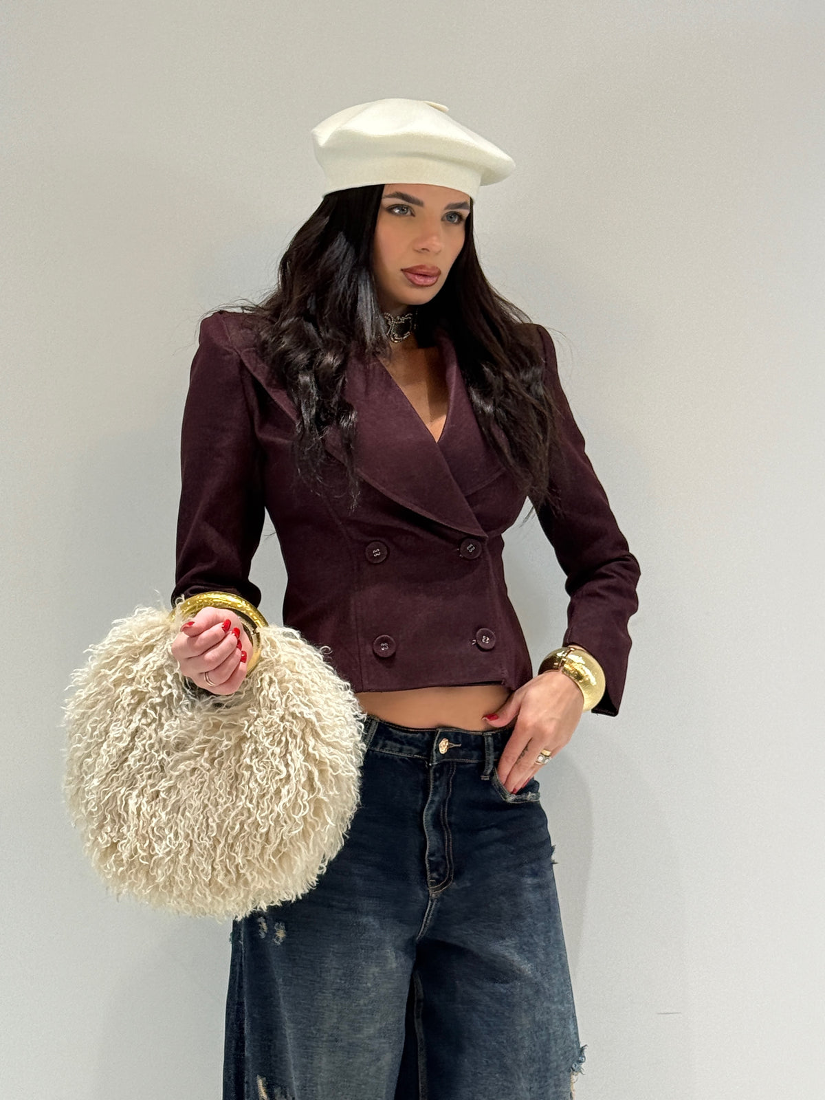 GIACCA NAKHON PATHOM DENIM bordeaux|Colore:Bordeaux
