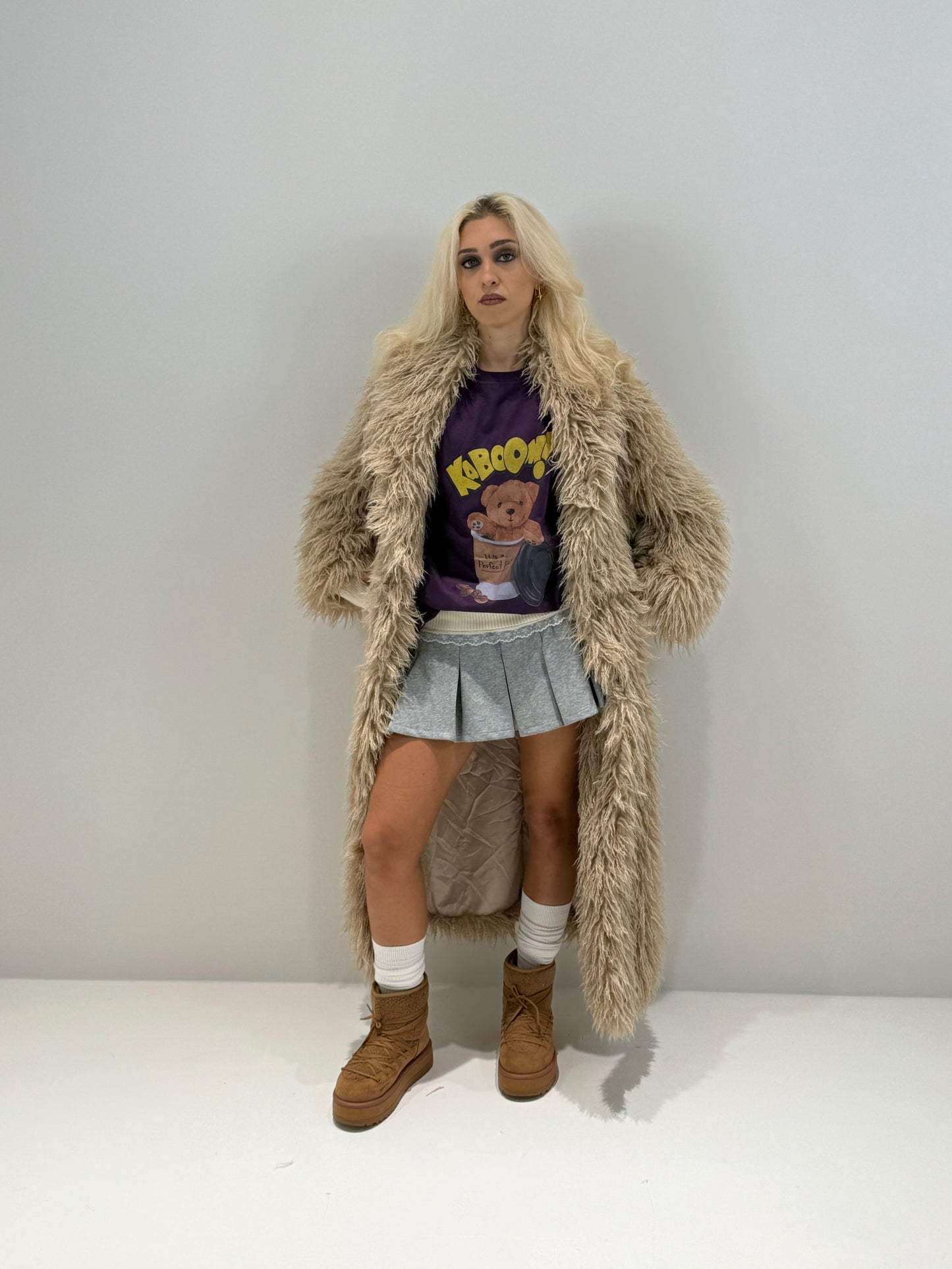 CAPPOTTO DI ECO-PELLICCIA BEIGE