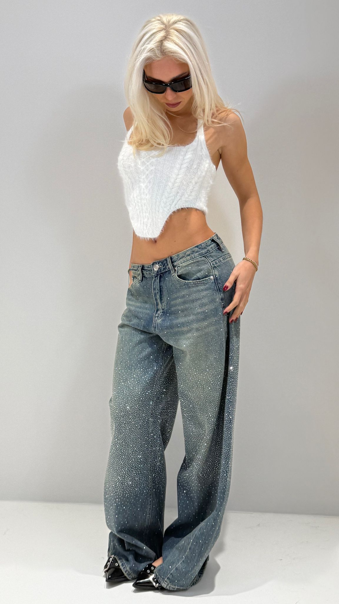 JEANS ATTIK STRASS LAVAGGIO MEDIO