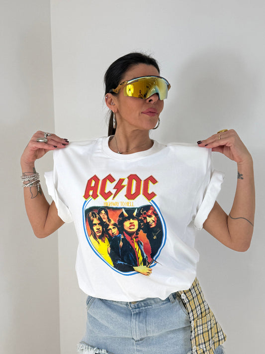 T-SHIRT ACDC OVERSIZE BIANCO