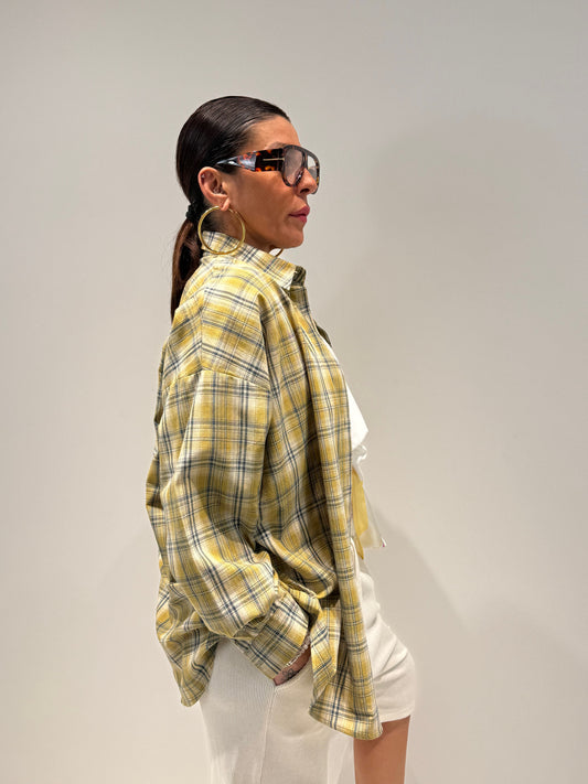 Camicia Oversize Beige a Quadri Bool - Donna Casual | ALLISIT