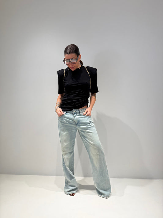 Jeans Palazzo Donna Lavaggio Chiaro Farfa - Vita Regolare | ALLISIT