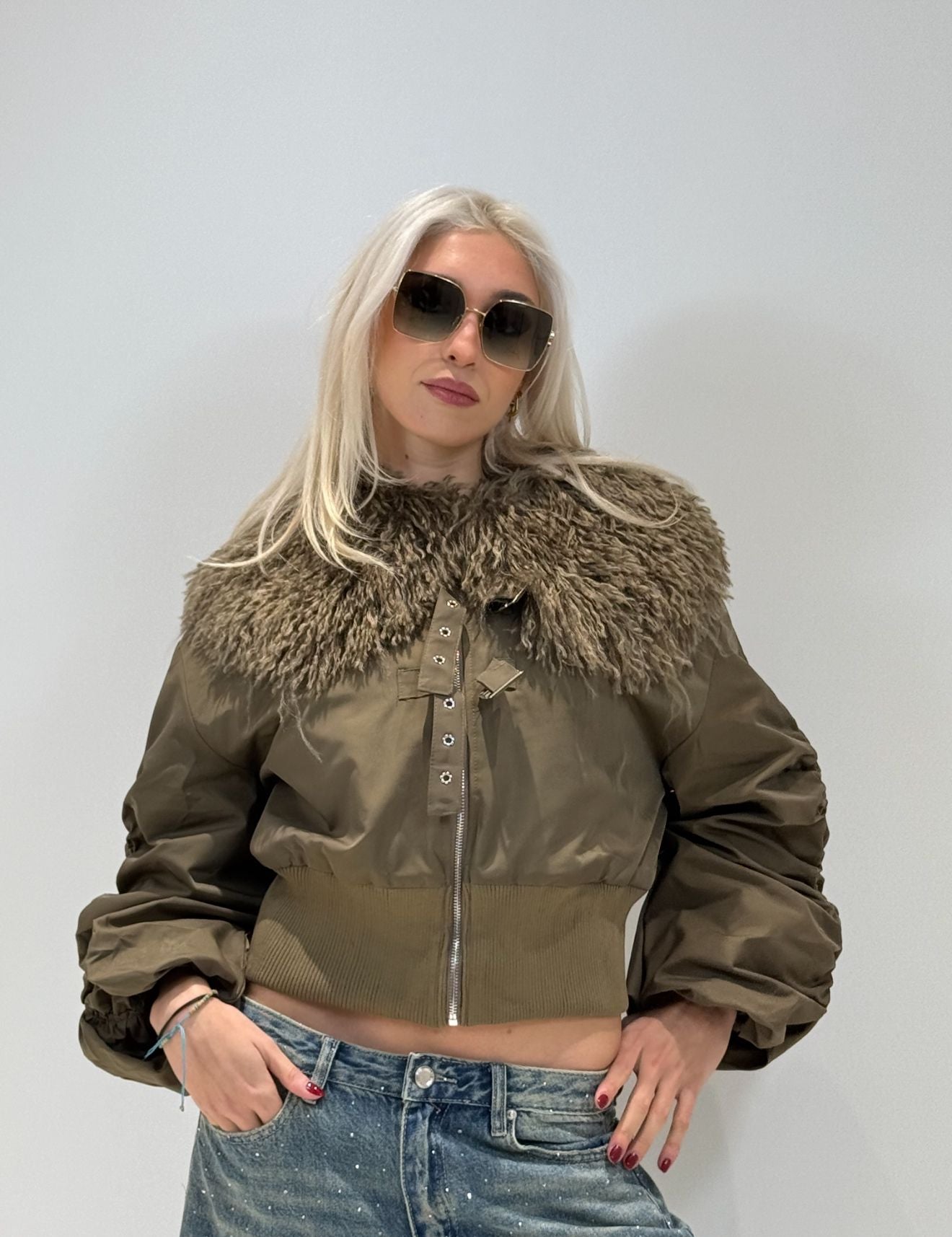 BOMBER AVIATOR VERDE MILITARE