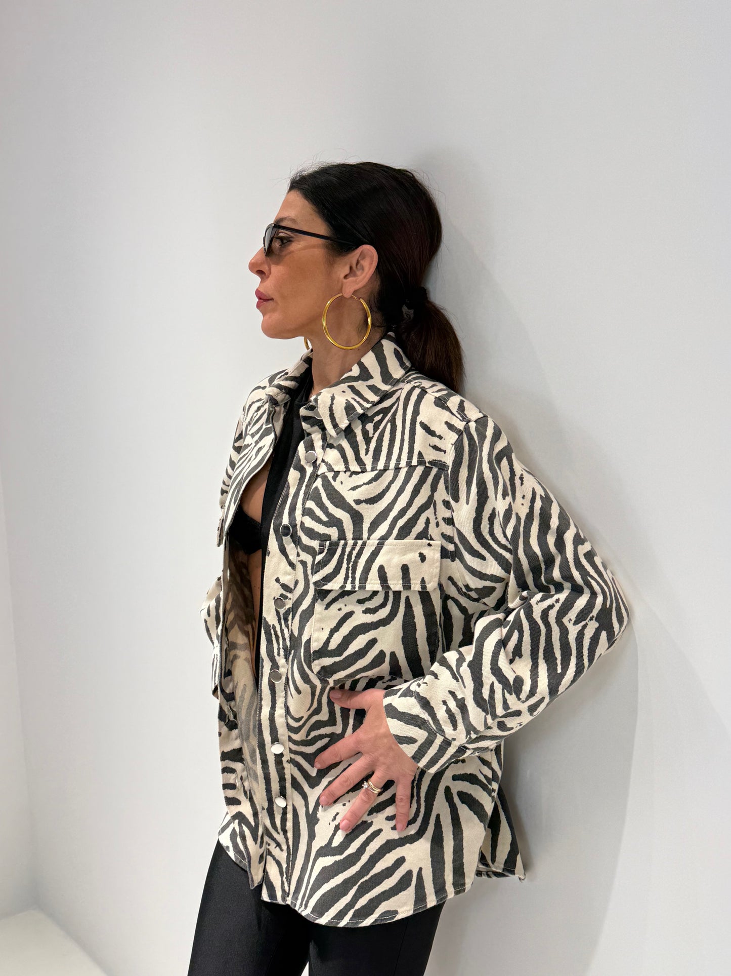 Camicia Donna Oversize Zebrata in Cotone - By Lumina