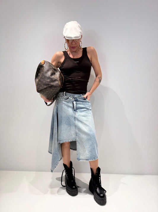 Canotta Donna Marrone a Costine Spalla Stretta - Nilly by Lumina