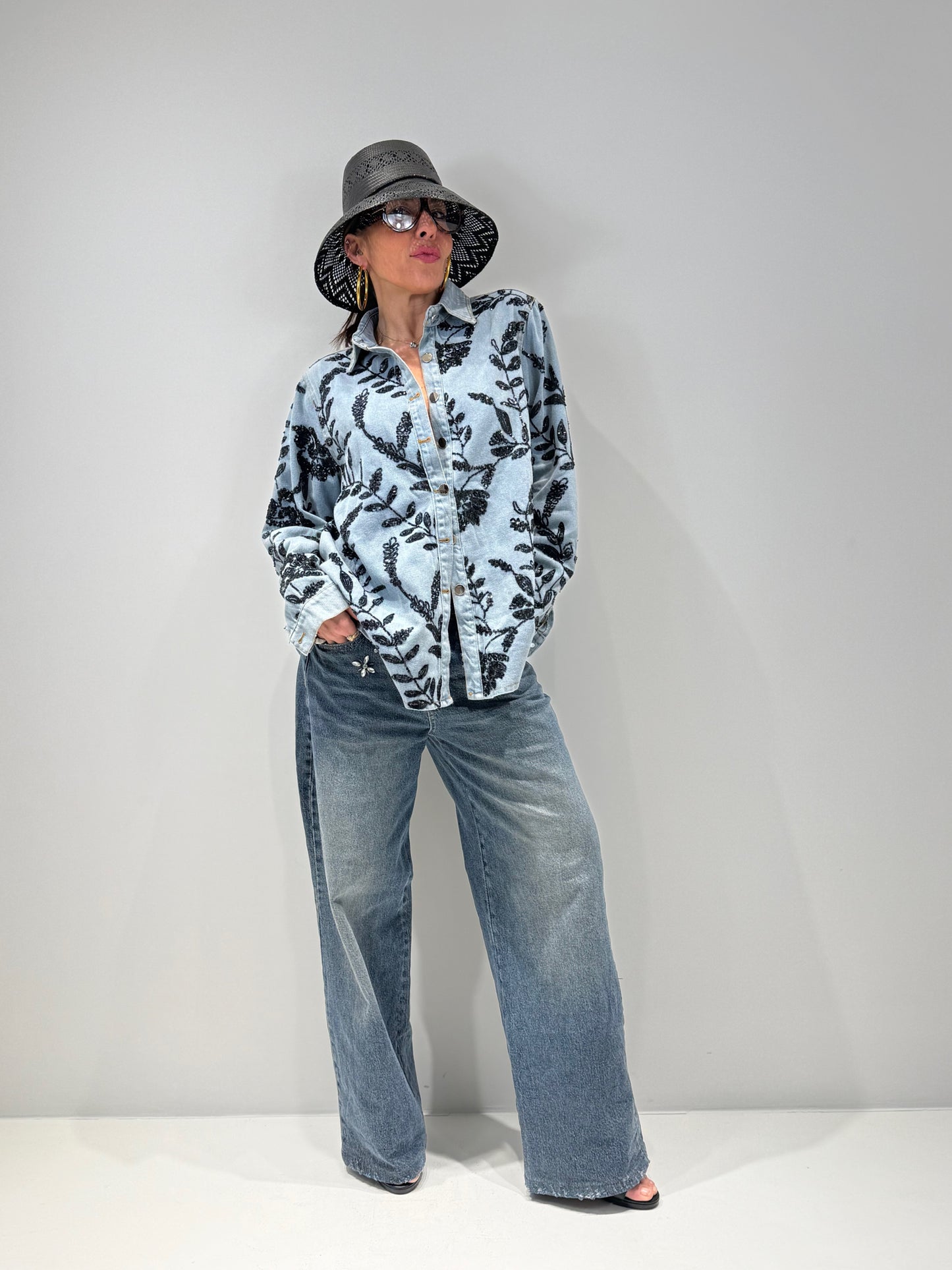 Camicia Denim Donna con Paillettes - Berlin Lavaggio Chiaro | ALLISIT