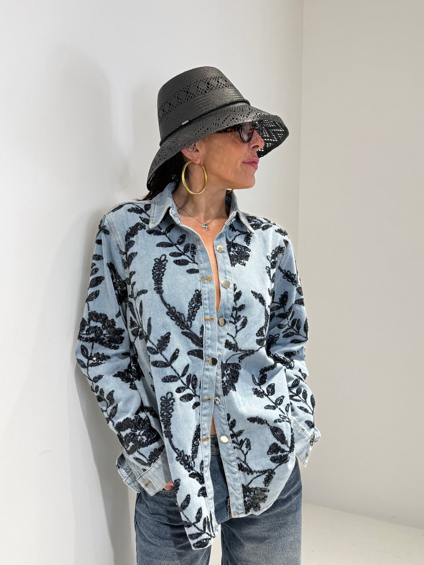 Camicia Denim Donna con Paillettes - Berlin Lavaggio Chiaro | ALLISIT