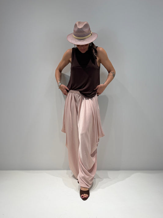 PANTALONE ALINE IN VISCOSA rosa|Colore:Rosa