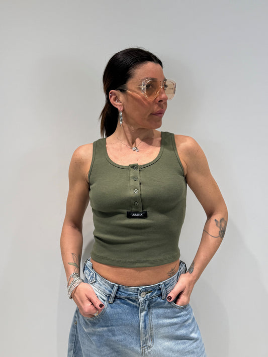 CANOTTA FILù BY LUMINA verde militare|Colore:Verde militare