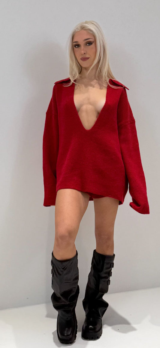 COMPLETO IN LANA ROSSO