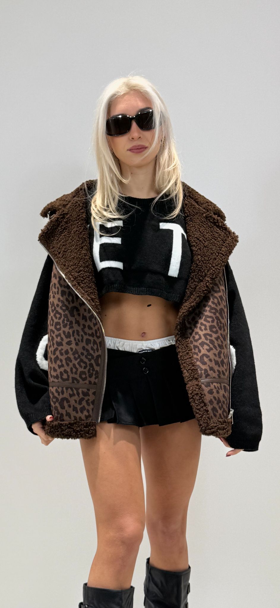 GILET MONTONE OVER MACULATO