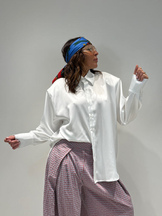 CAMICIA SIT IN RASO bianco|Colore:Bianco
