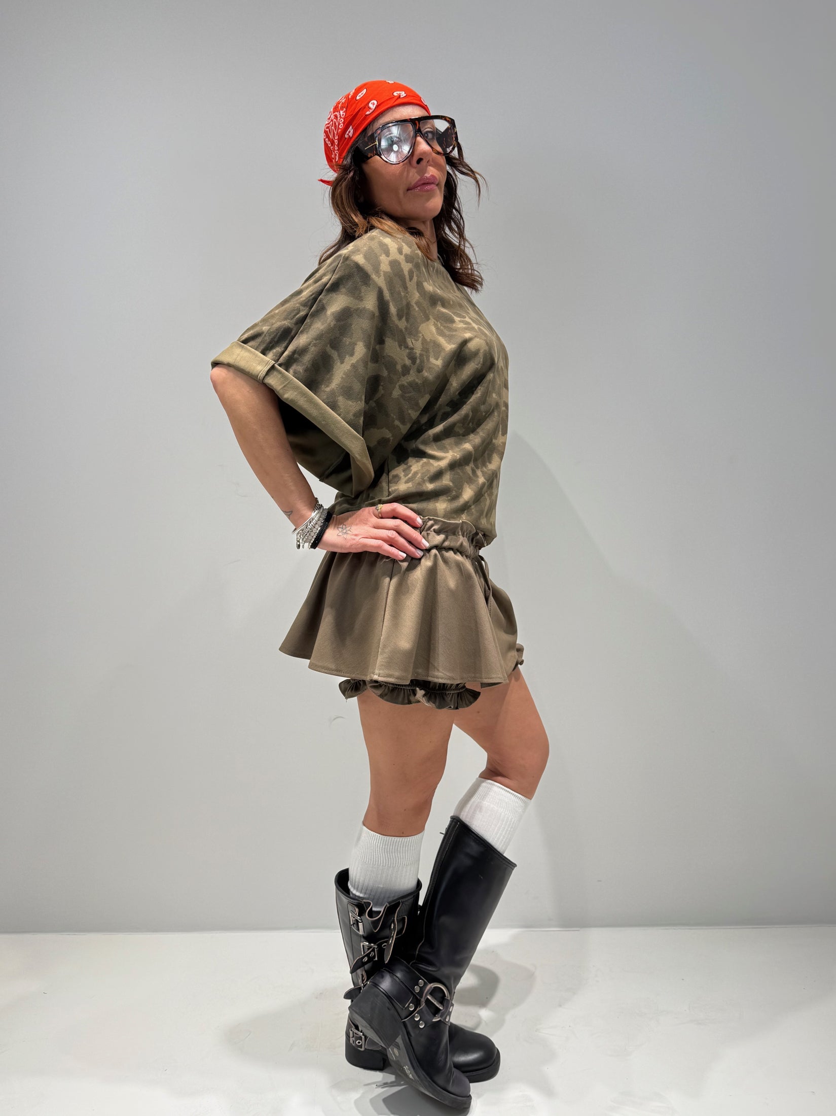 MINIGONNA ROULE CON SHORTS marrone|Colore:Marrone