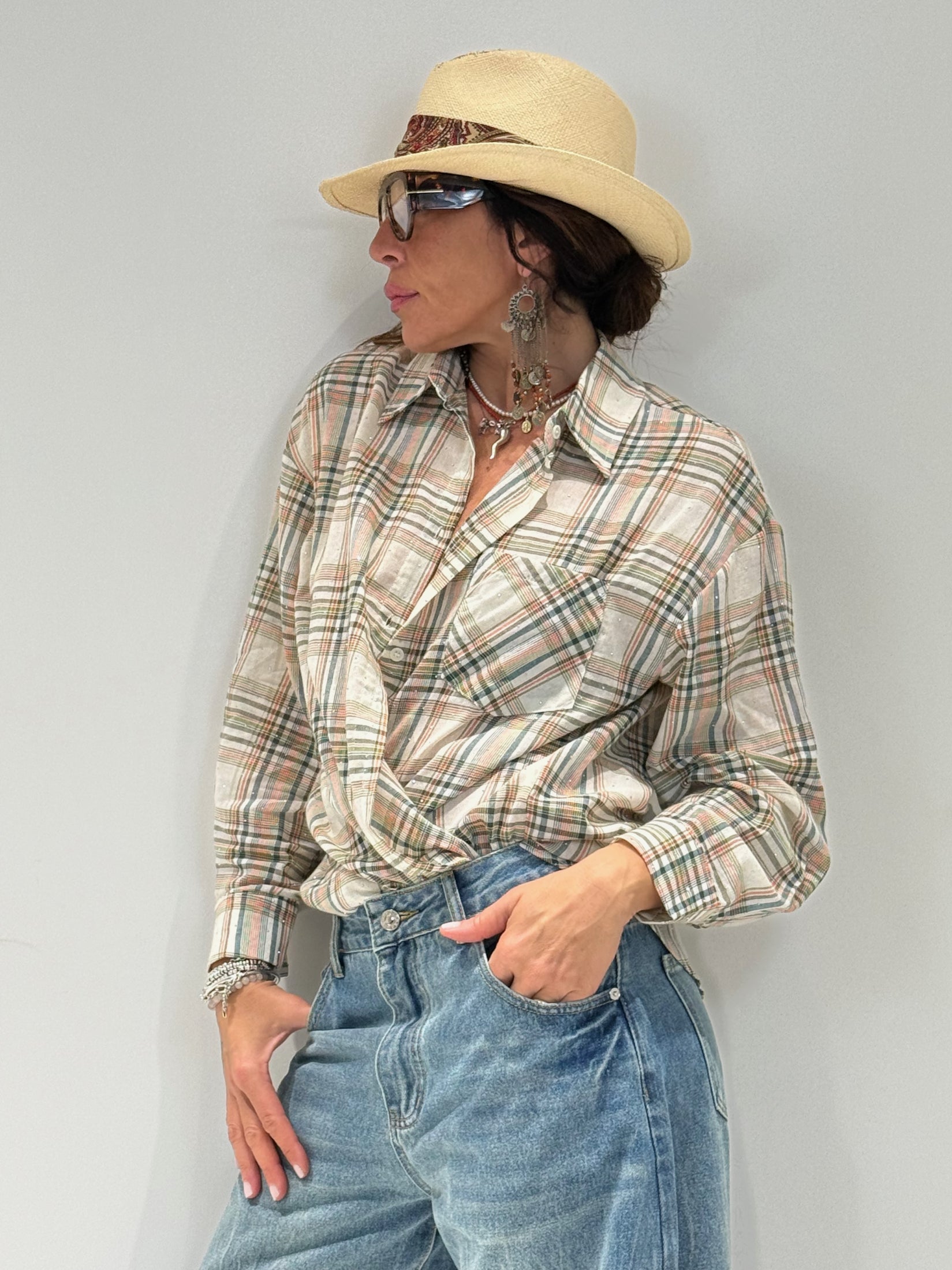 CAMICIA CREDE QUADRI verde|Colore:Verde