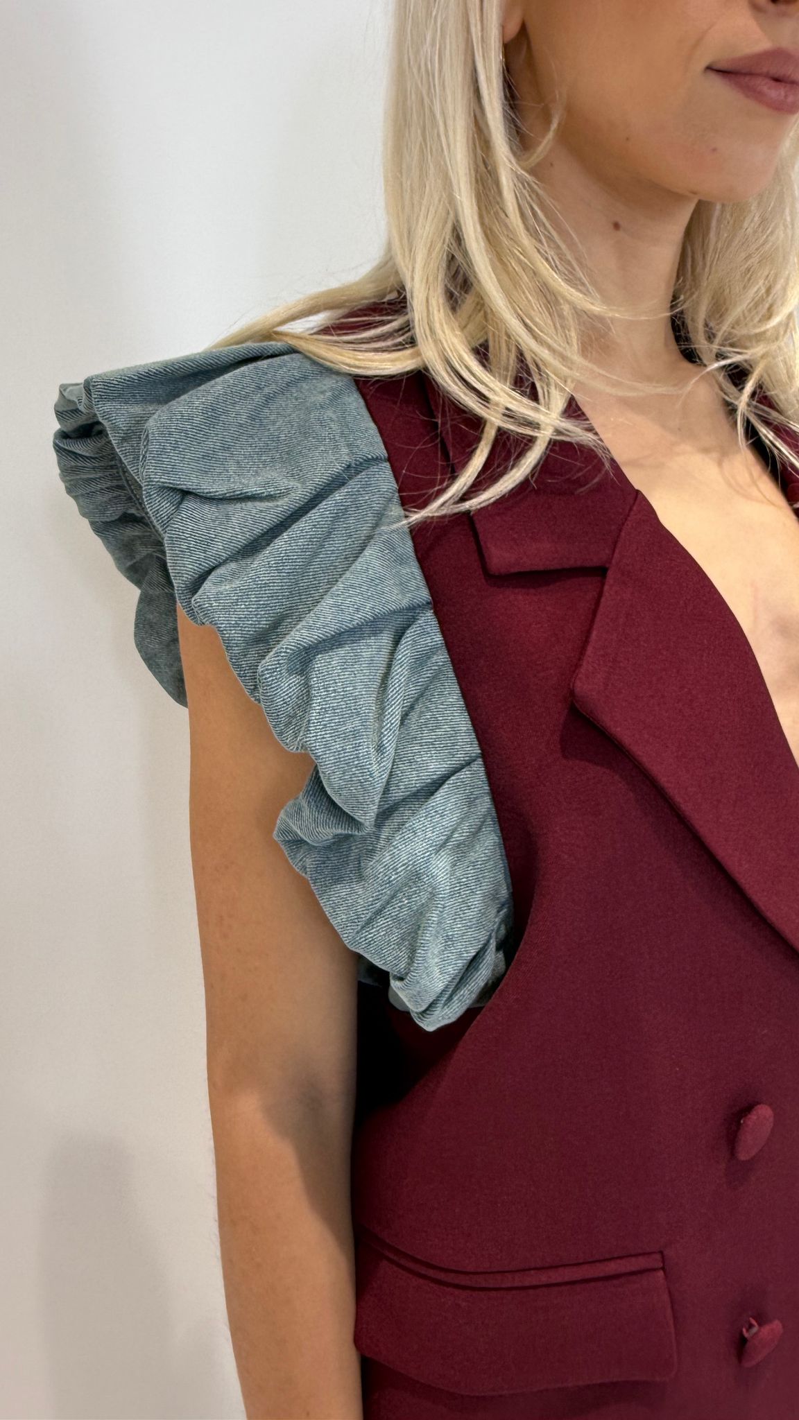 GIACCA A GILET OVER BORDEAUX