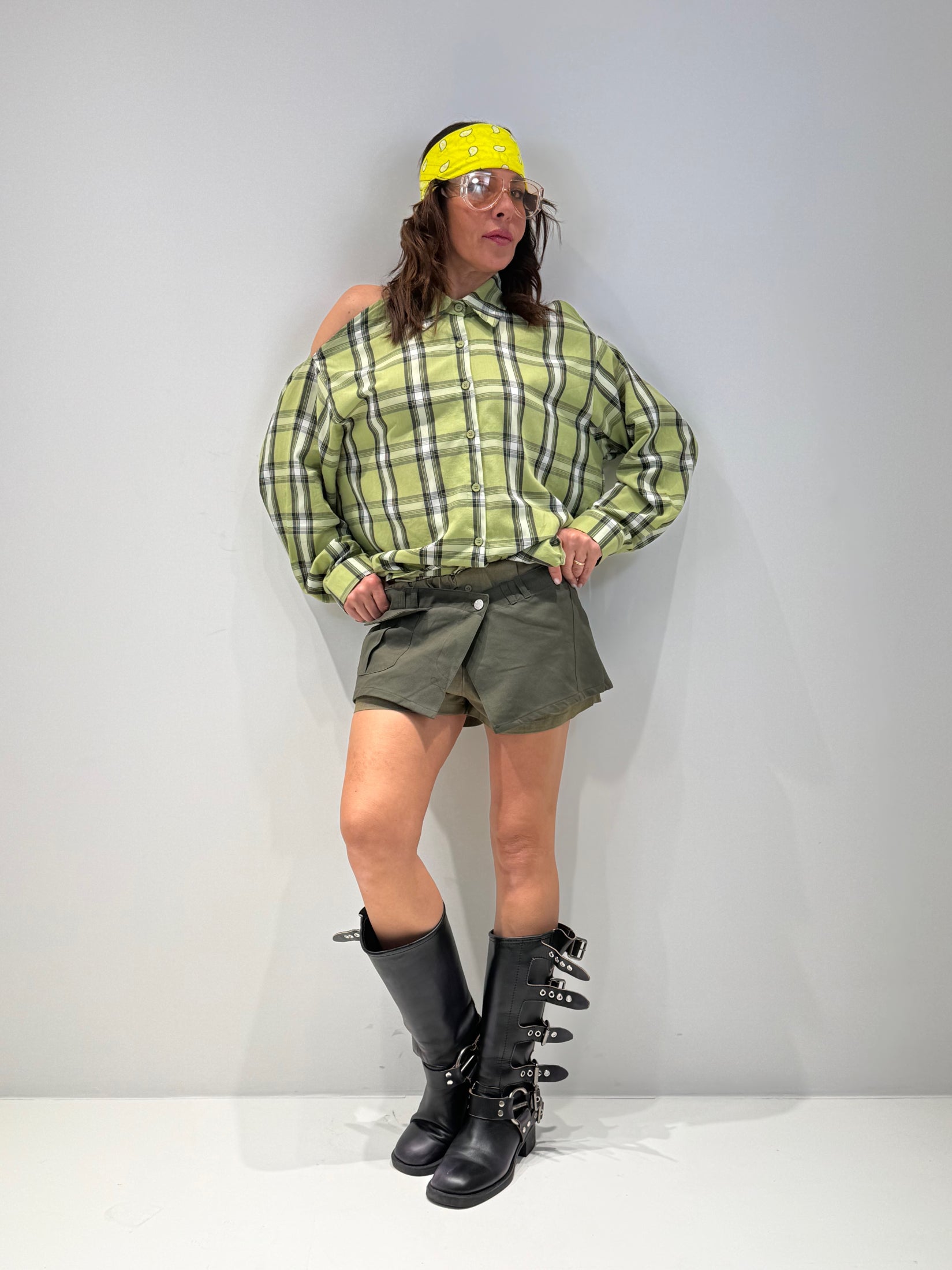 MINIGONNA MIU verde militare|Colore:Verde militare