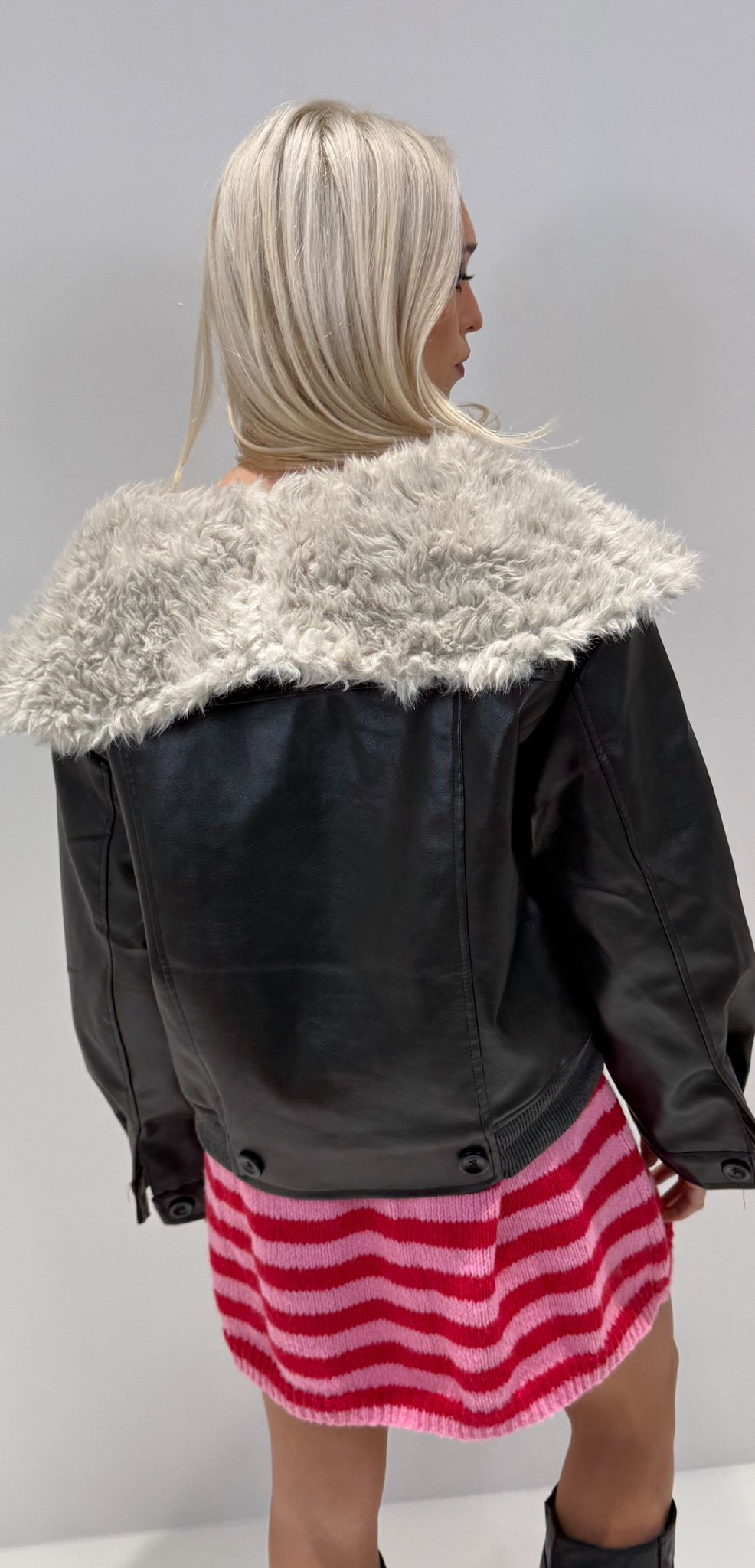 MONTONE ECOPELLE DOPPIOPETTO OVER NERO