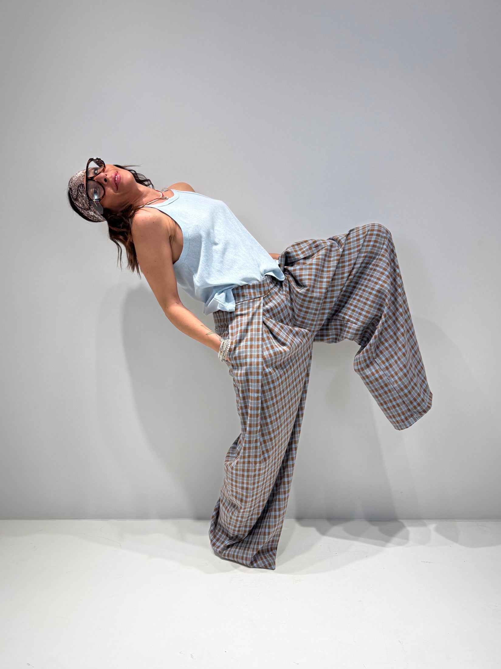 PANTALONE INE LONDON Celeste|Colore:Celeste