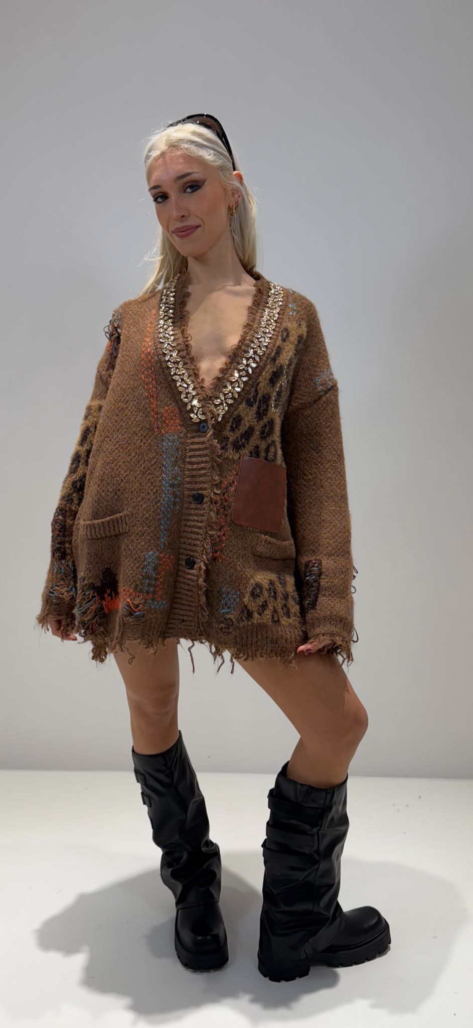 CARDIGAN OVER SIZE LUX MARRONE