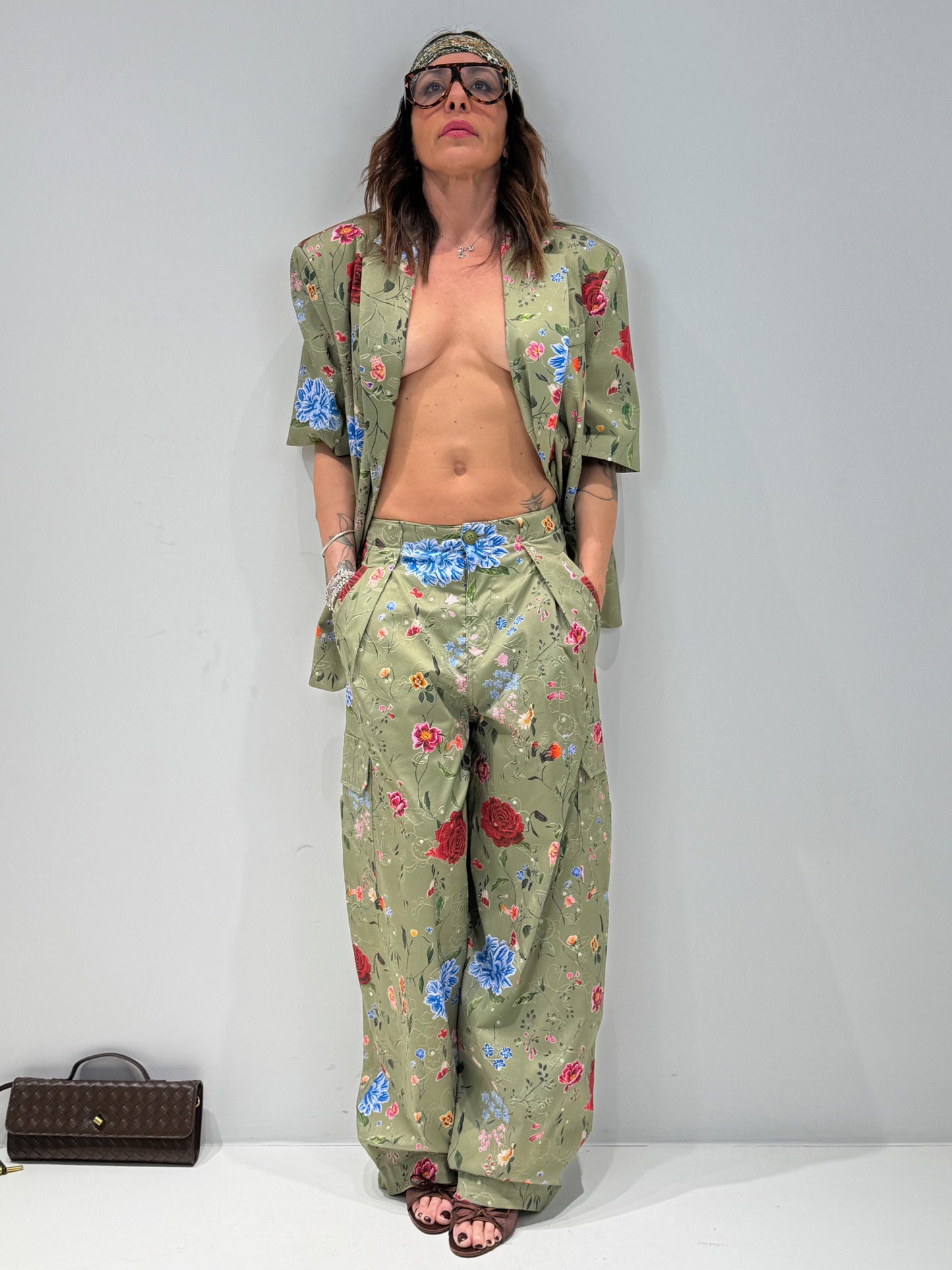 PANTALONE FLOWER BY LUMINA verde|Colore:Verde