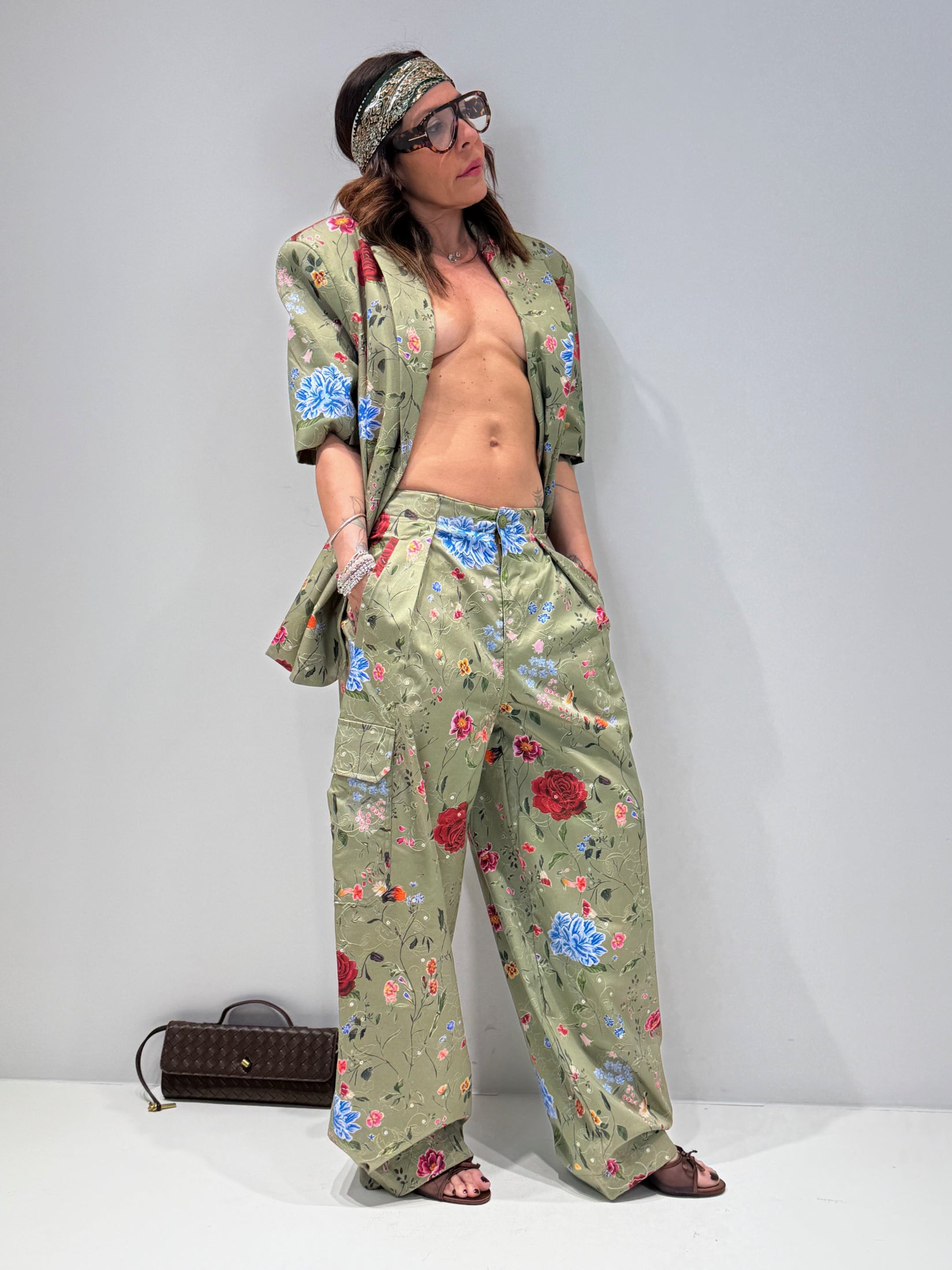 PANTALONE FLOWER BY LUMINA verde|Colore:Verde