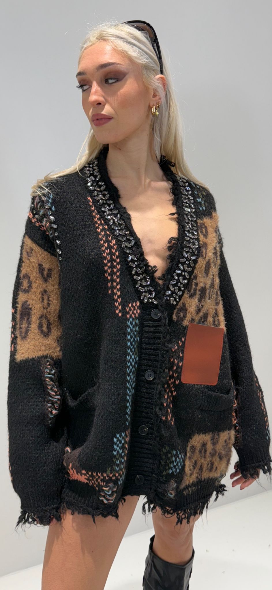 CARDIGAN OVER SIZE LUX NERO