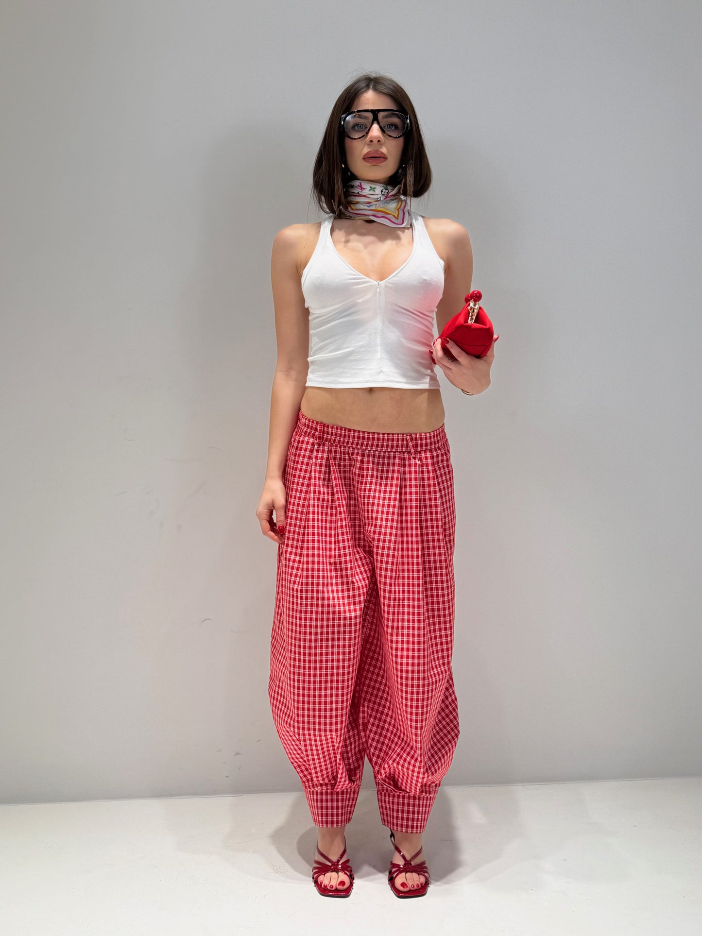 PANTALONE OVEST BERL rosso|Colore:Rosso