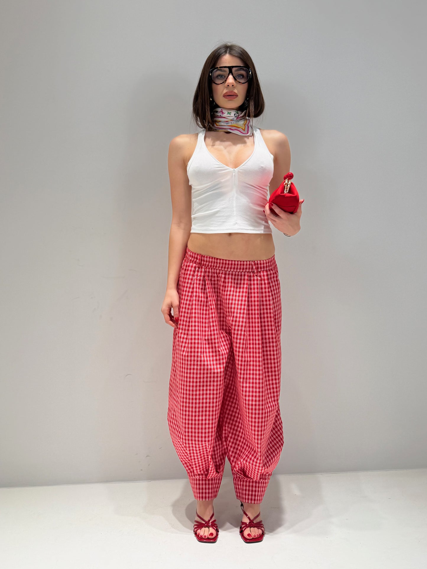 PANTALONE OVEST BERL rosso|Colore:Rosso