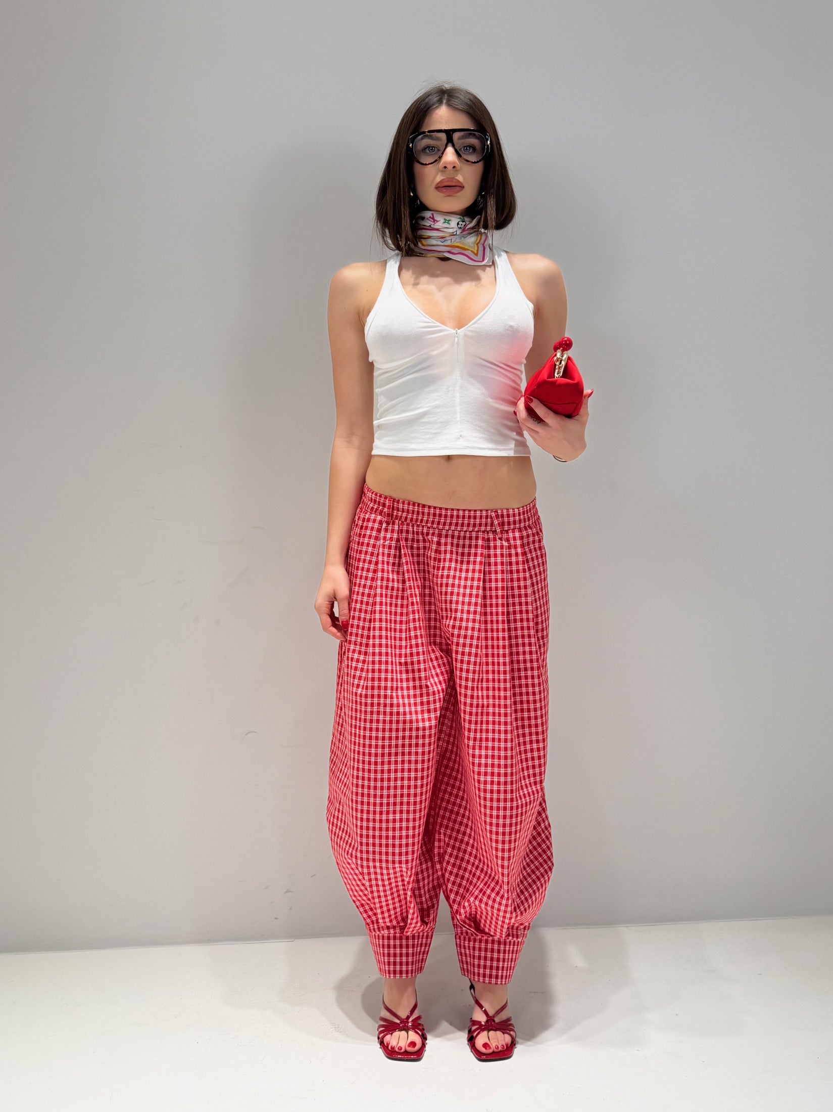 PANTALONE OVEST BERL rosso|Colore:Rosso