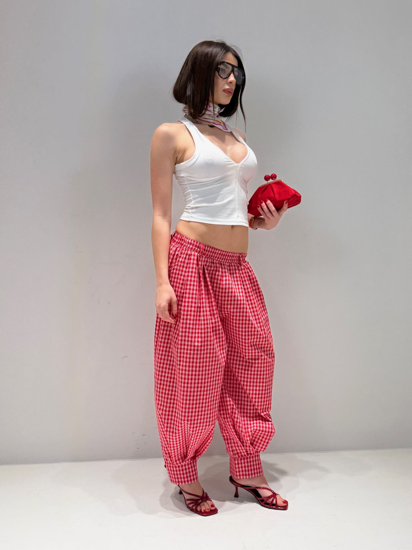 PANTALONE OVEST BERL rosso|Colore:Rosso