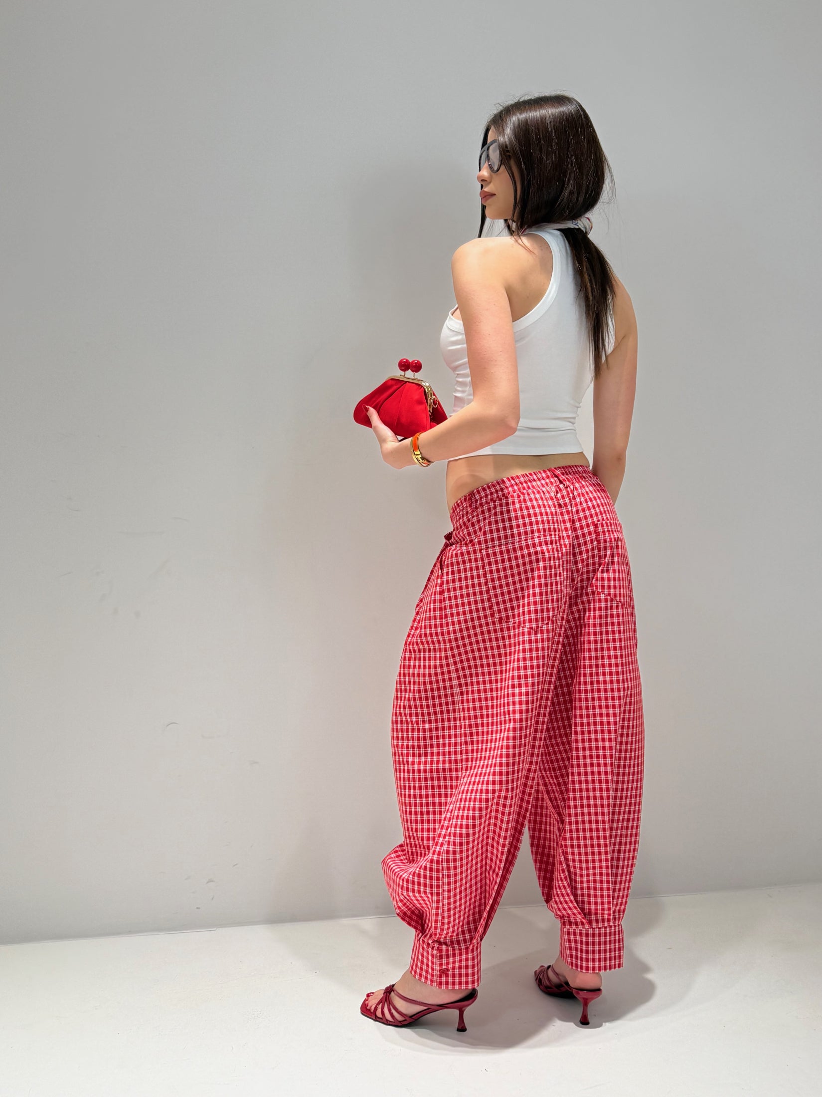 PANTALONE OVEST BERL rosso|Colore:Rosso