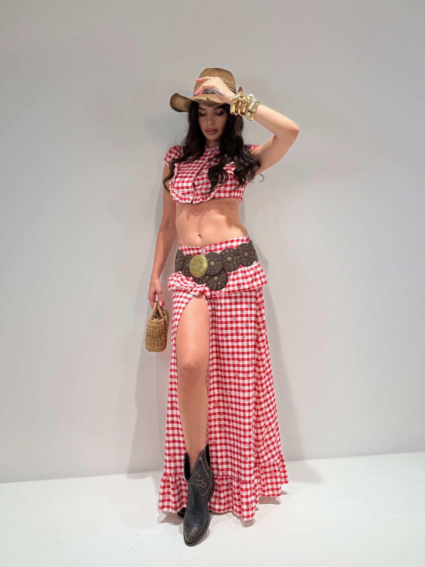 COORDINATO COW rosso|Colore:Rosso