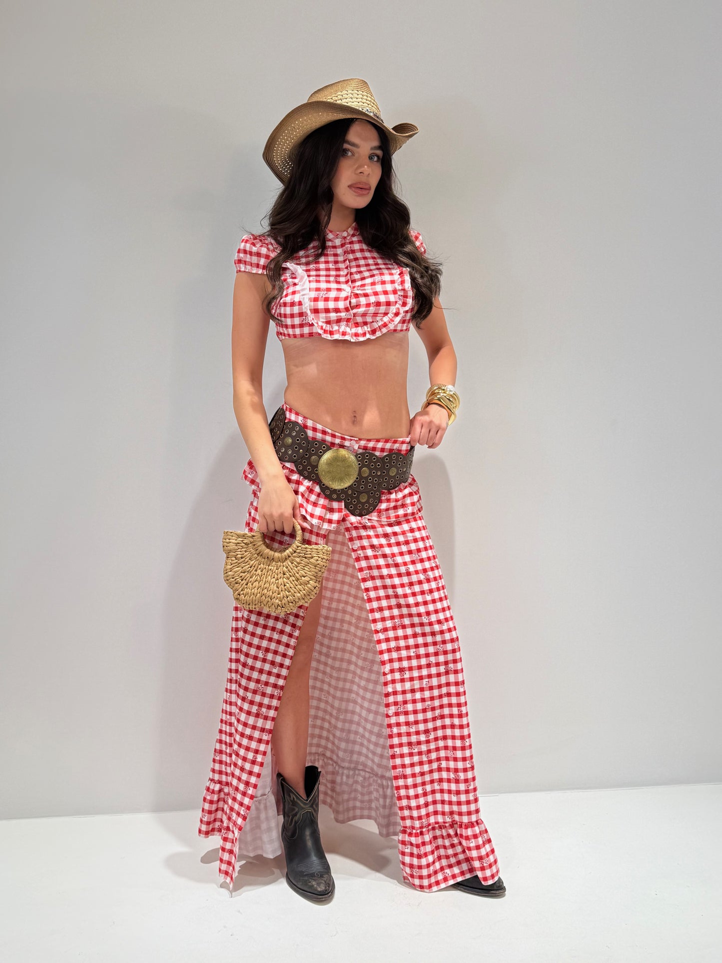 COORDINATO COW rosso|Colore:Rosso