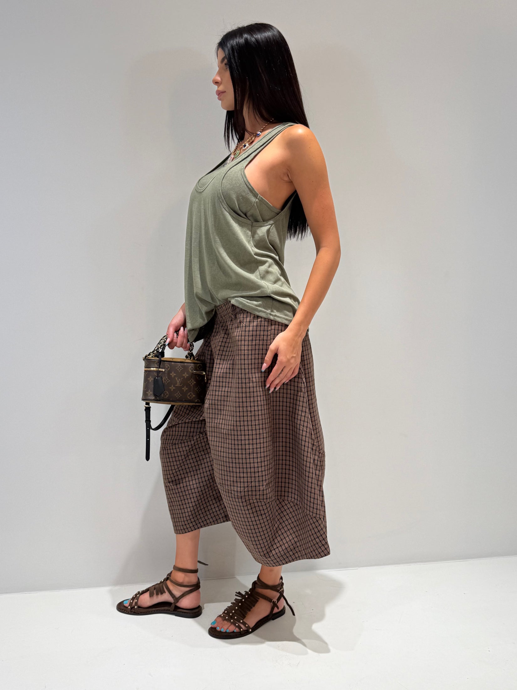 PANTALONE COMBATT QUADRI marrone|Colore:Marrone