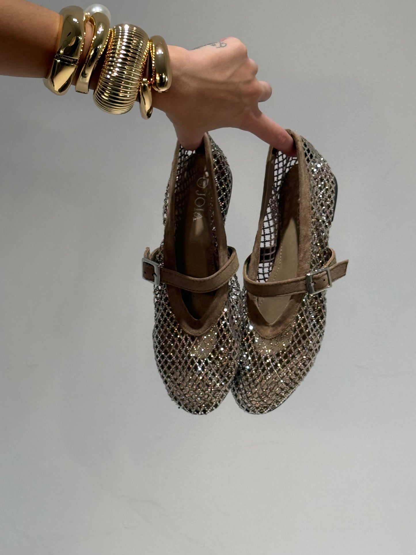 BALLERINA L"ECLIPSE STRASS fango|Colore:Fango