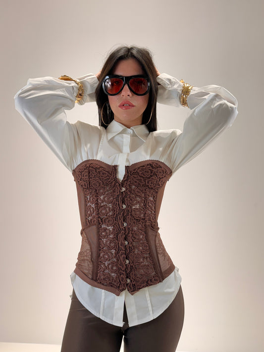 BUSTIER BURLE MARRONE