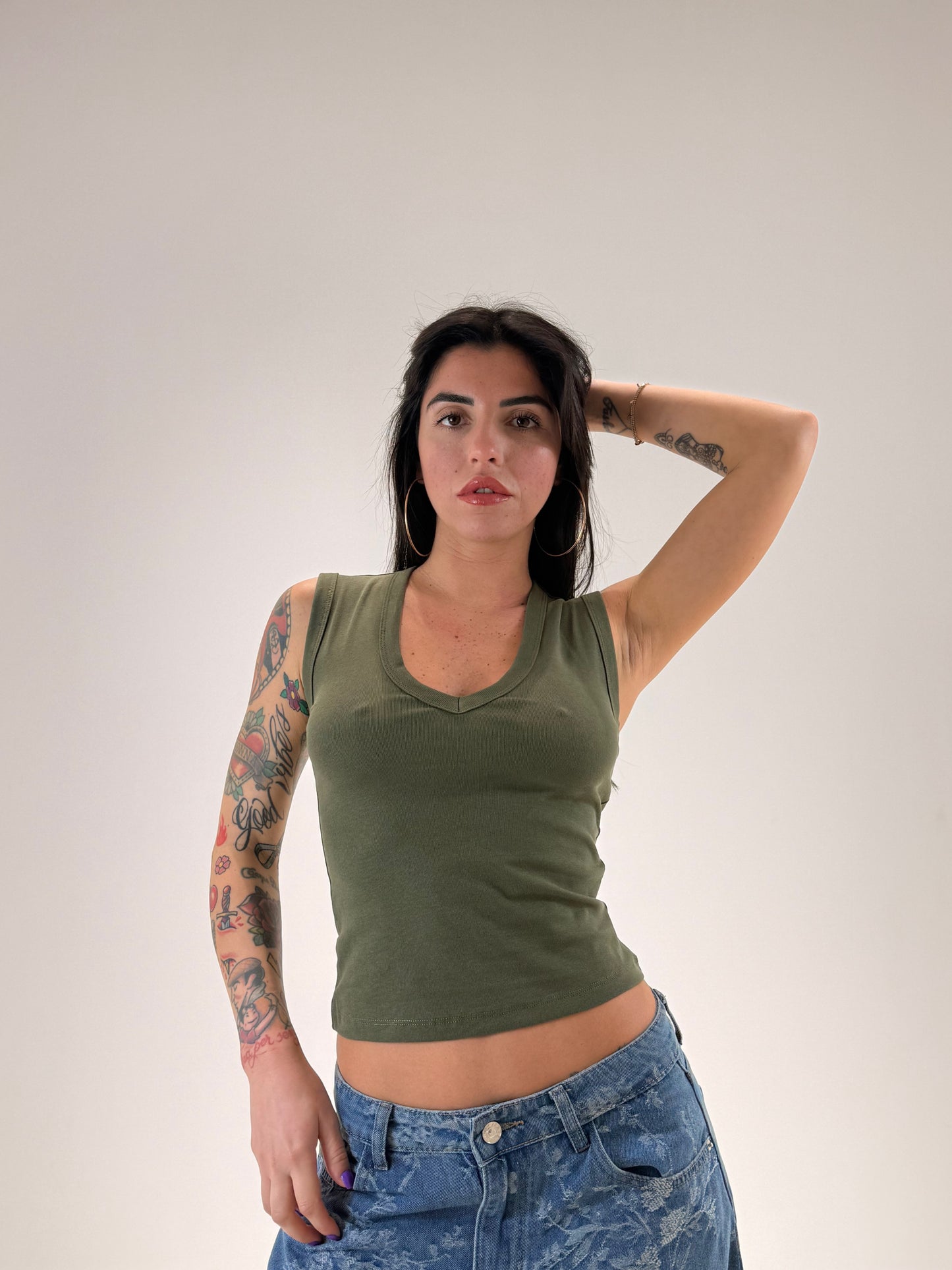 T-SHIRT LINA VERDE MILITARE