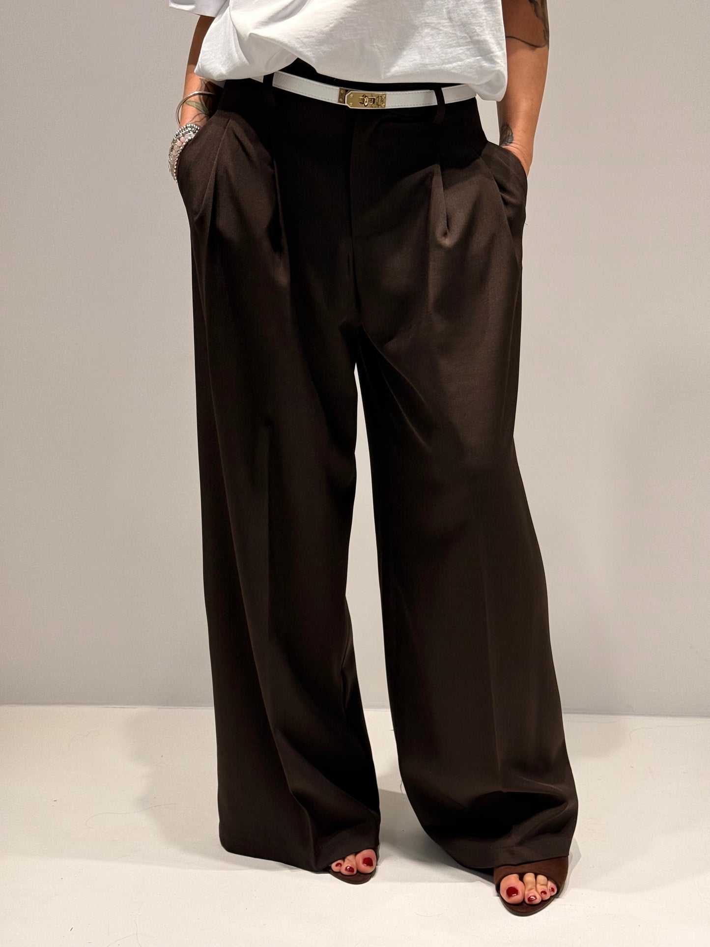 PANTALONE BEVERLY MARRONE