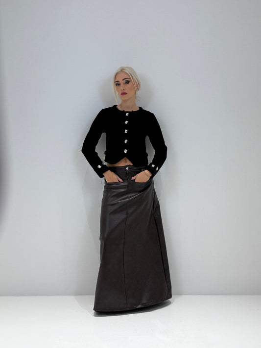 GONNA ECOPELLE LUNGA MARRONE